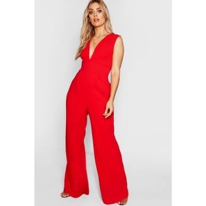 Red v neck jumpsuit